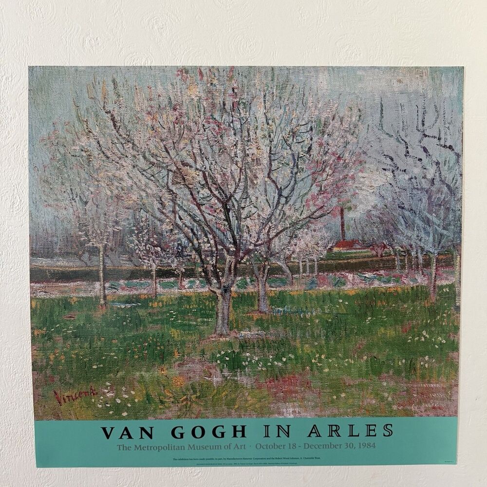 Van Gogh Orchard in Arles Exhibition Art Poster Print Metropolitan Museum 1984